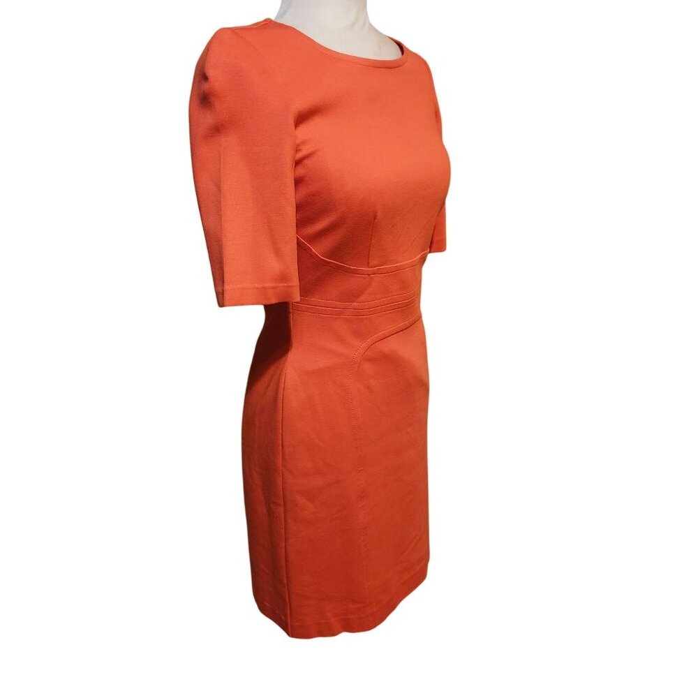 Trina Turk Women's Size 6 Orange Coral 3/4 Sleeve Fitted Sheath Pencil Dress - Picture 2 of 9